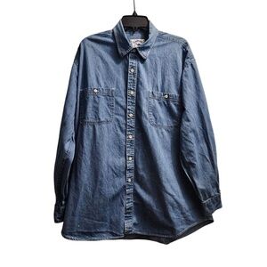 Vintage Camel Denim Shirt with‎ Jazz Musicians Oversized Button Down Large